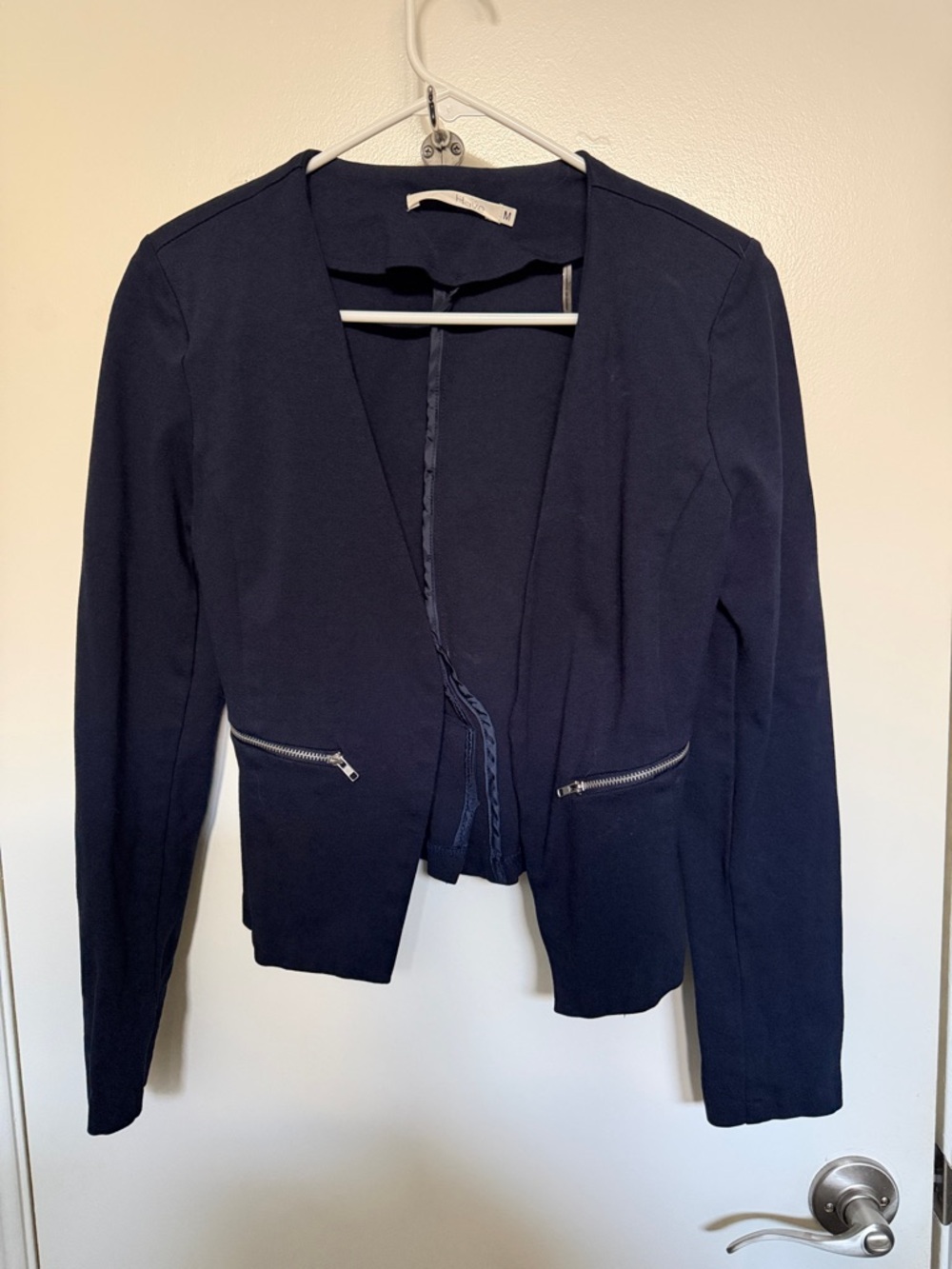 Have Navy Open-Front Zip Pocket Blazer